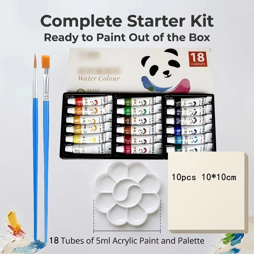 Watercolor Paint Set With Palette and Paper