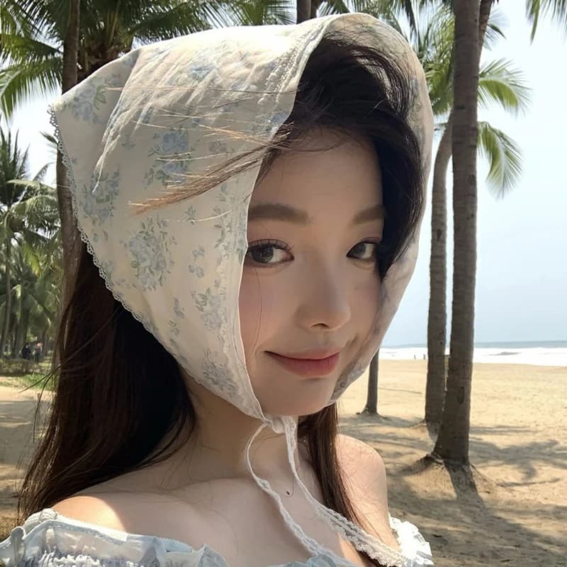 Women's Lace Floral Hair Bow Scarf