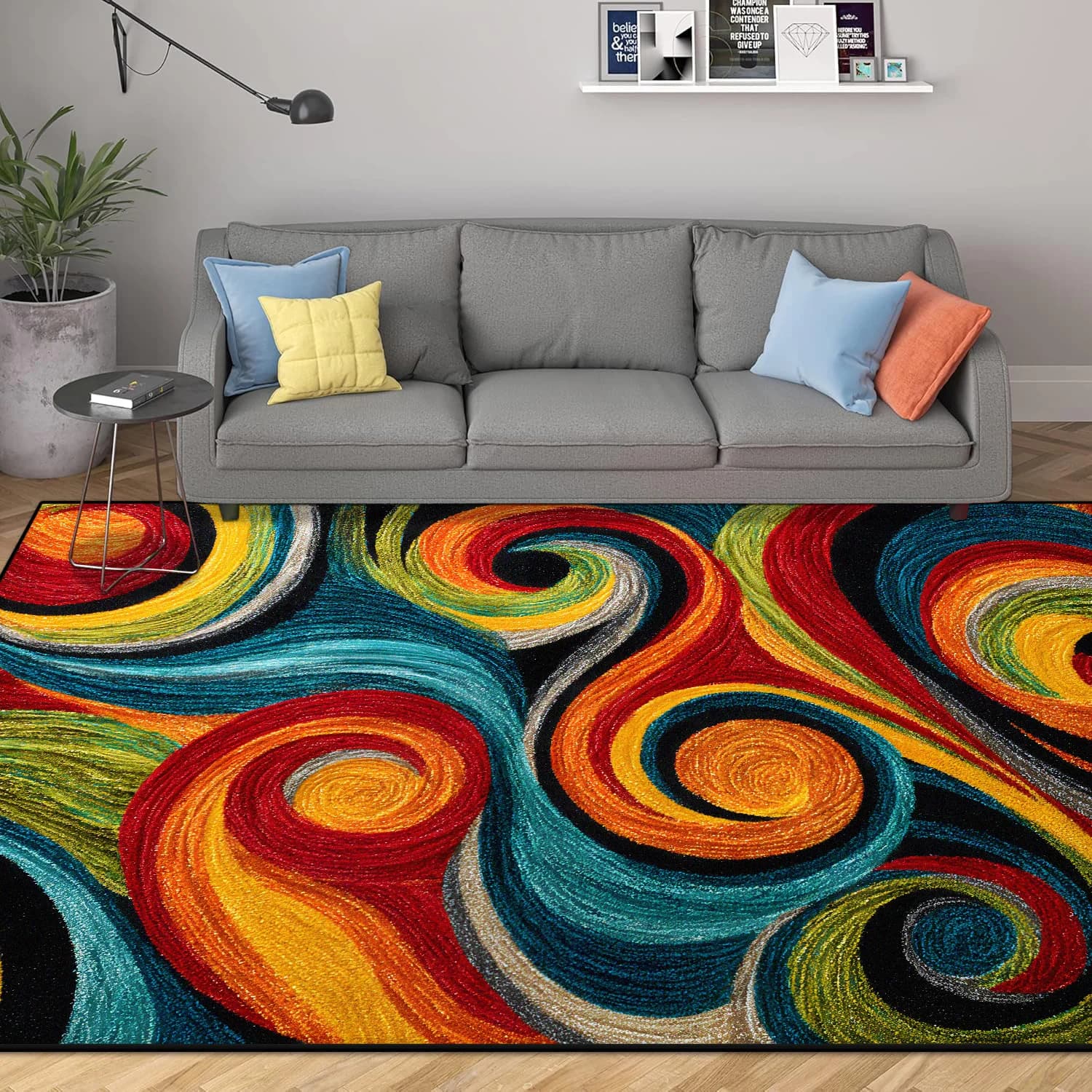 Modern Geometric Area Rug with Non-Slip Base