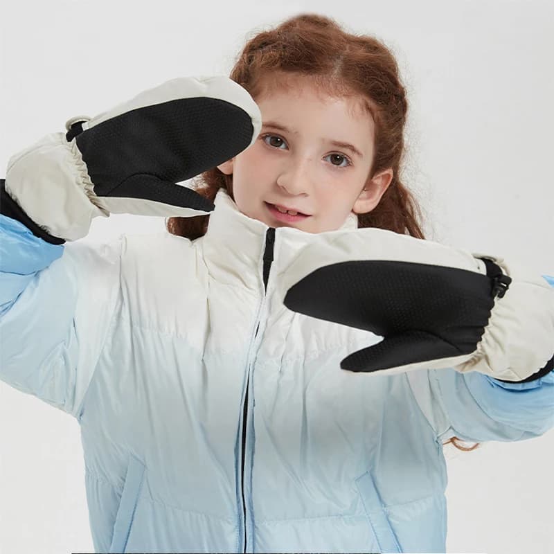 Kids Waterproof Snow Mittens Long Cuff