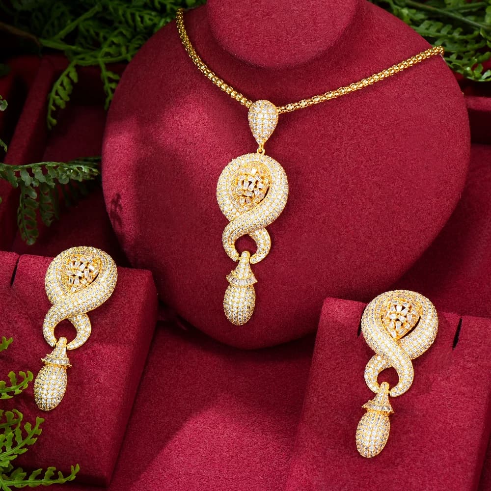 Gold-Plated Cubic Zirconia Jewelry Set