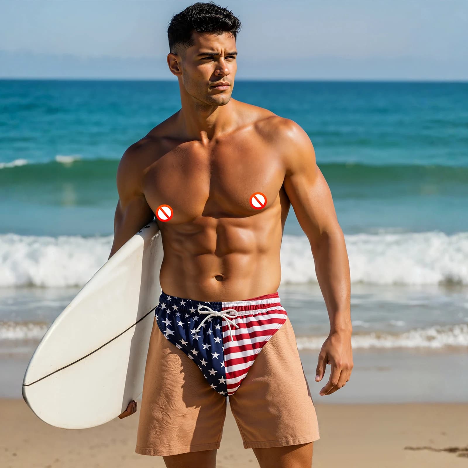 Men's Patriotic Swim Trunks with Mesh Lining