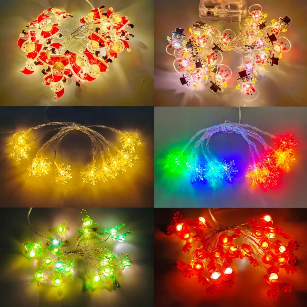 Christmas Led String Lights Santa Snowflake Garland