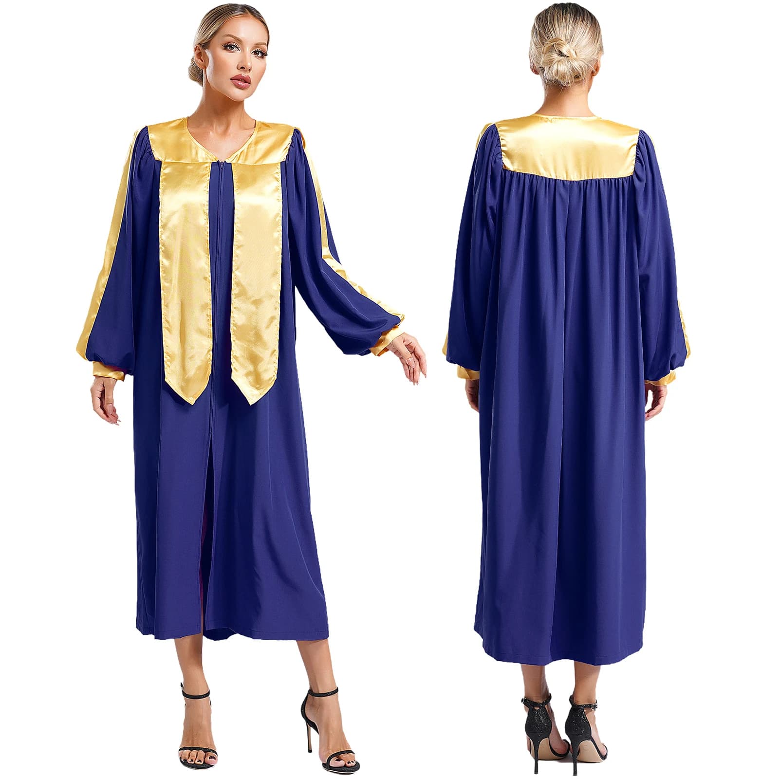 Women's Clergy Robe with Embroidered Sleeves