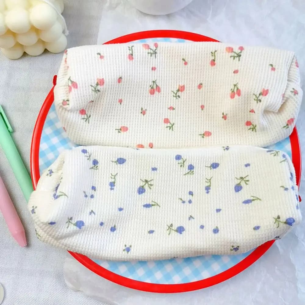 Office Supplies Simple Stationery Pen Box Pen Holder Makeup Bag Pencil Bag Small Flowers Storage Bags Pencil Cases