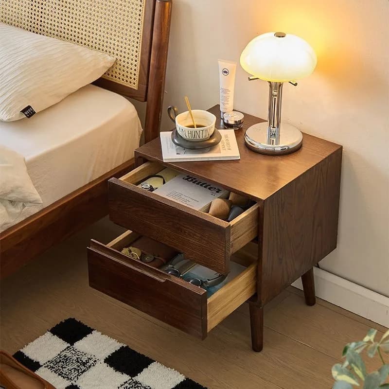 Wooden Bedside Tables Vintage Nightstands Luxury Bedroom Nightstand Aesthetic Side Bed Table with Drawers Storage Furniture