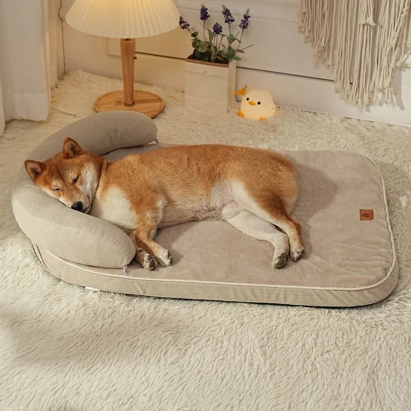 Sofa Dog Bed With Pillow Support Bolster
