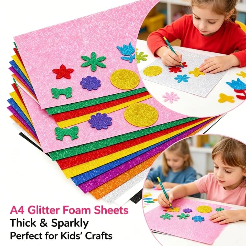 Glitter Foam Paper Sheets for Kids Crafts