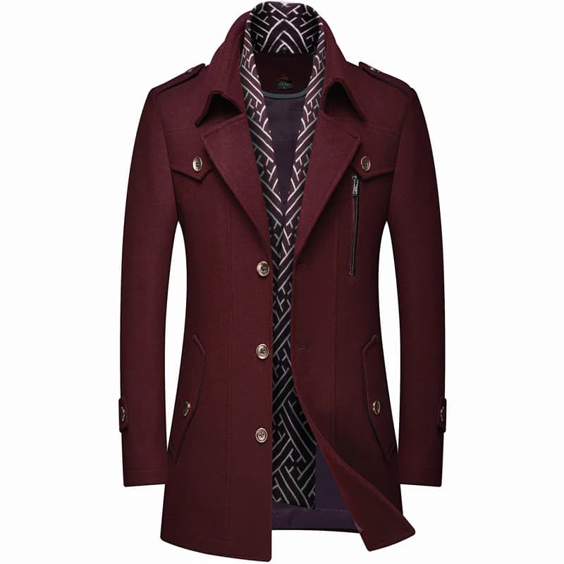 Men's Wool Blend Winter Trench Coat