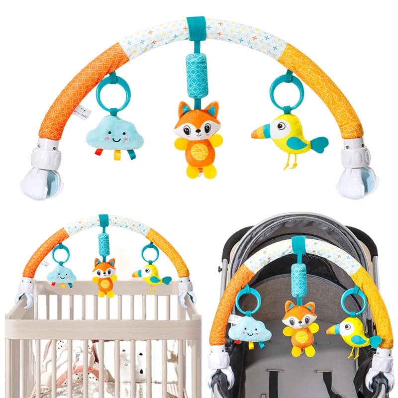 Infant Baby Stroller Arch Toy Play Bell Fun Newborns Sensory Activity Adjustable for Bouncers and Car Safe Seat Bed Hanging Toys