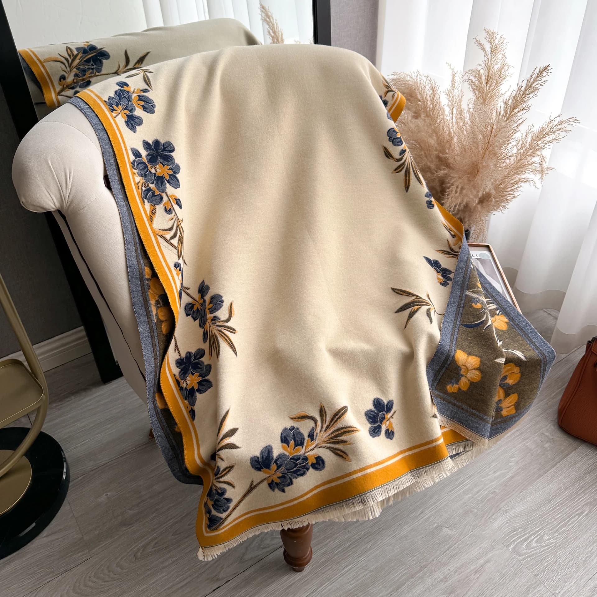 Vintage Floral Pashmina Shawl Wrap