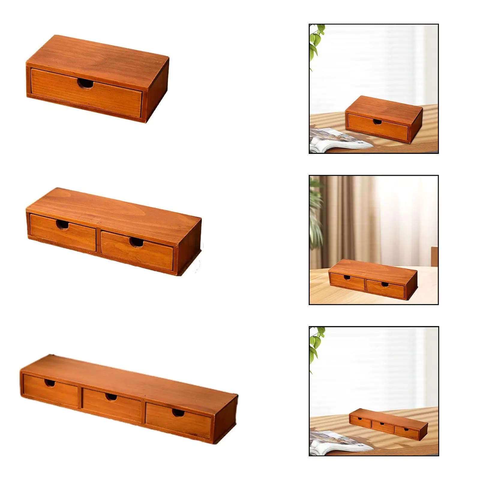 Rustic Wooden Desk Organizer with Drawer