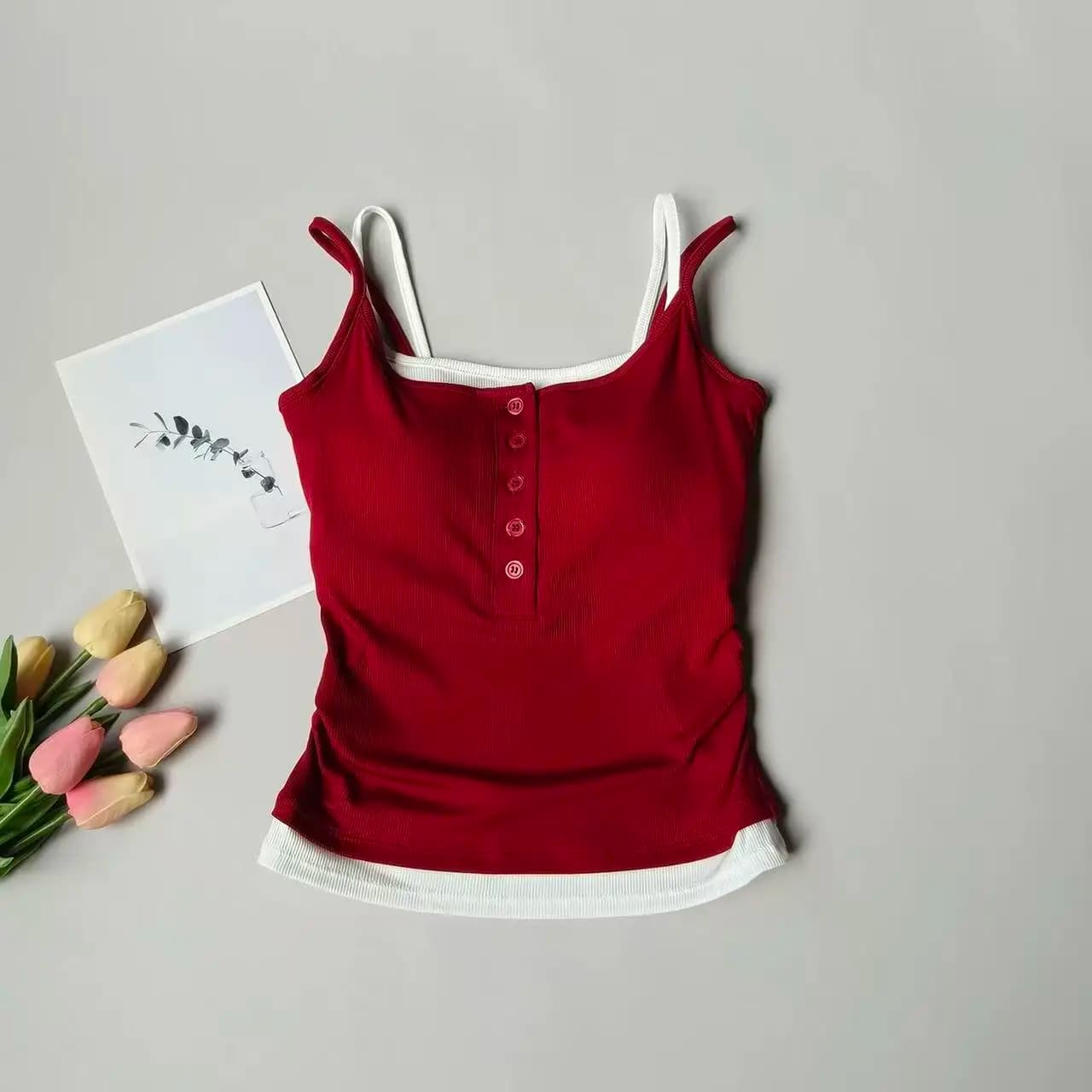 Yoga Tank Top, One-piece Mock Two-piece Sports Tank Top With Push-up Bra Pads, Breathable Quick-Drying Workout Fitness Wear