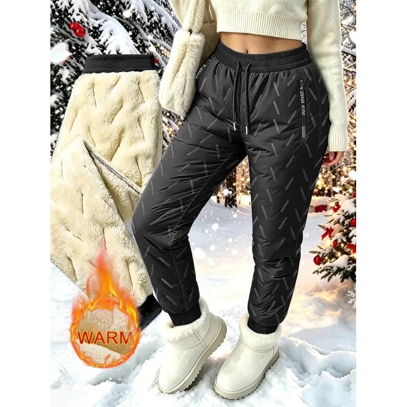 Women's Lamb Fleece Lined Winter Snow Pants