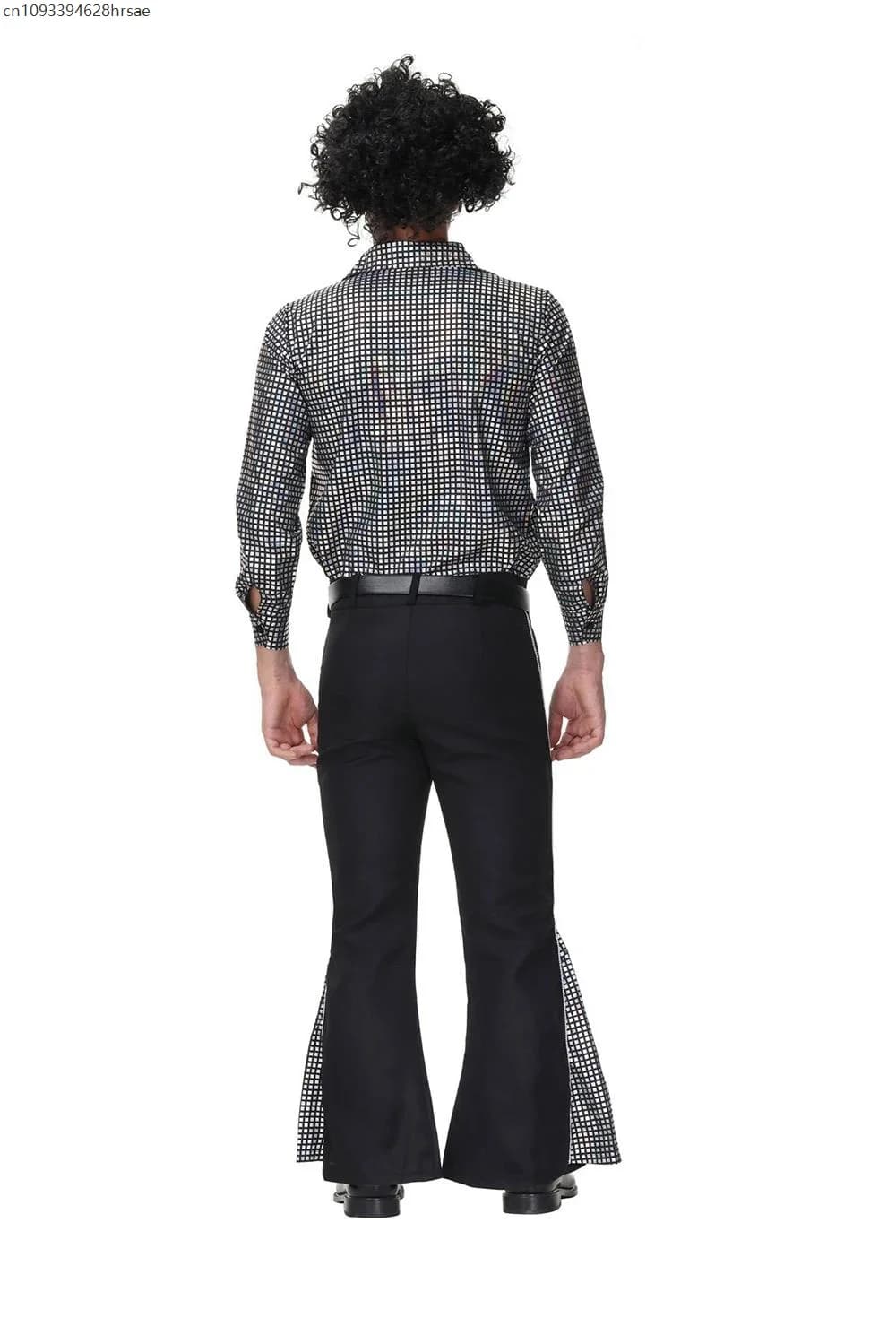 Halloween Hippie Costumes Set 70s 80s Cosplay Costume Suit for Men Fancy Disguise Carnival Party Vintage Rock Disco Club Show