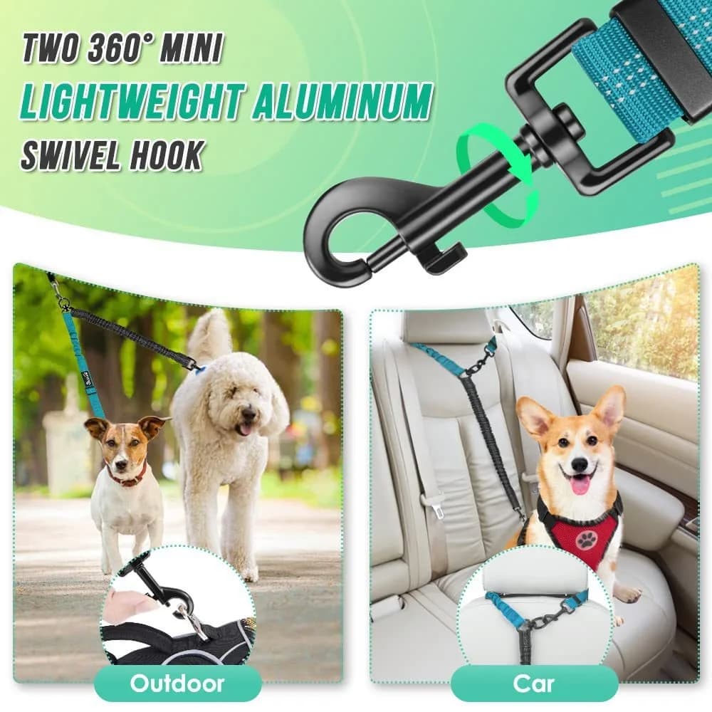 Double Dog Leash Coupler with Swivel Buckles