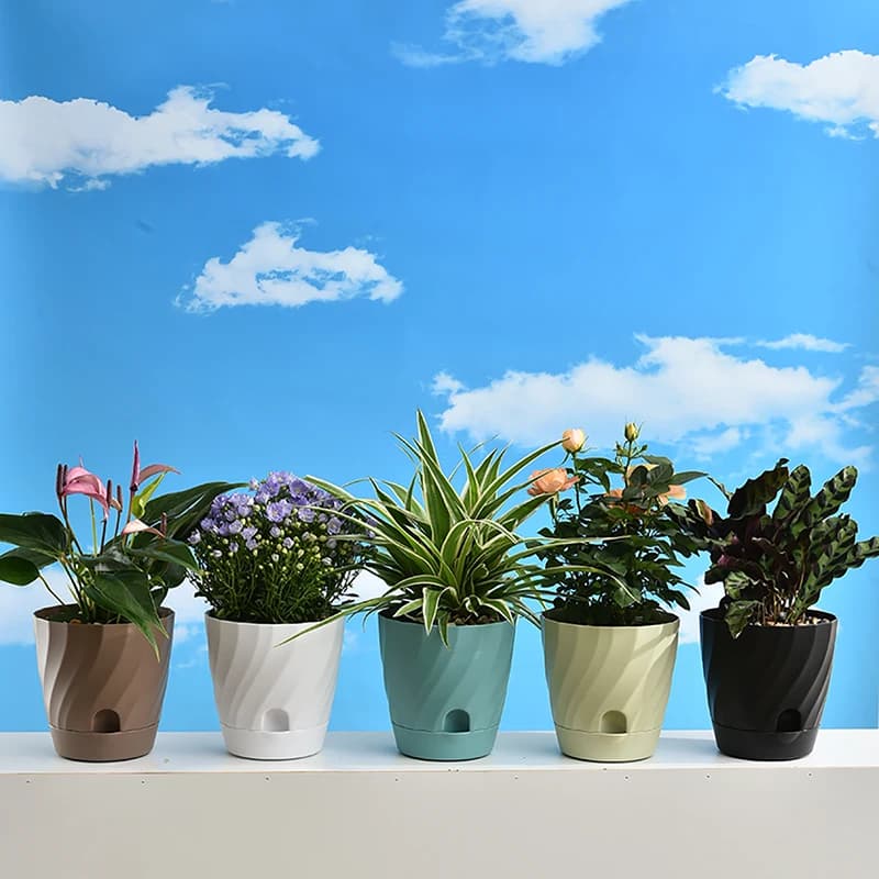 Plastic Flower Pot with Pedestal Base