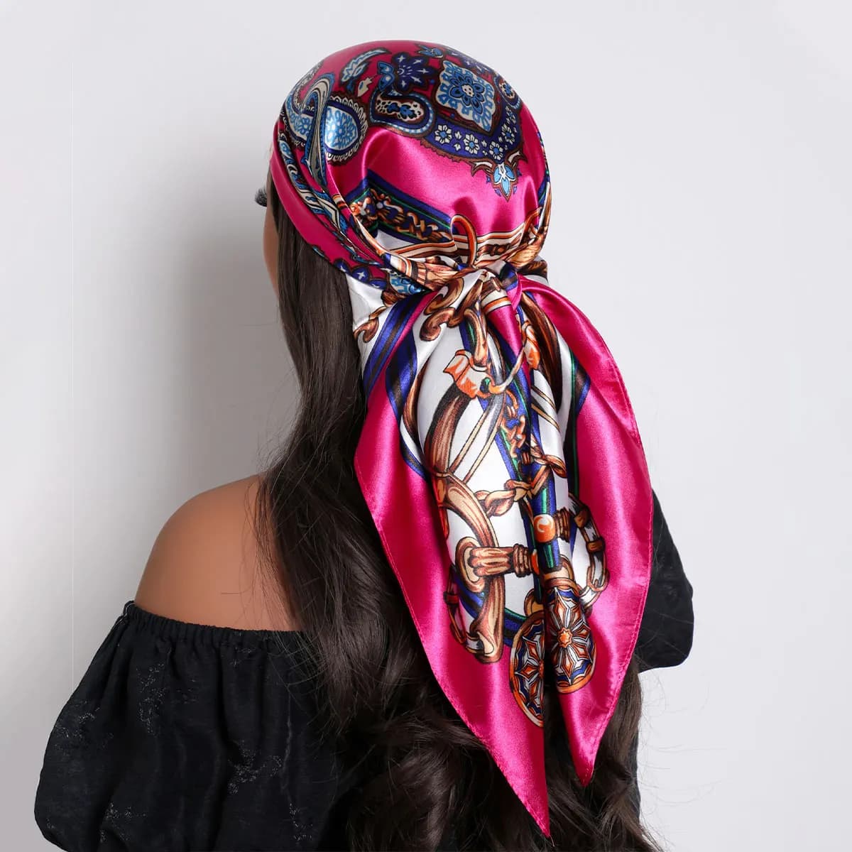 Head Scarf Women Luxury Brand Square Silk Foulard Satin Bandana Sun protection Soft Neckerchief Hijab Hair Scarves For Ladies