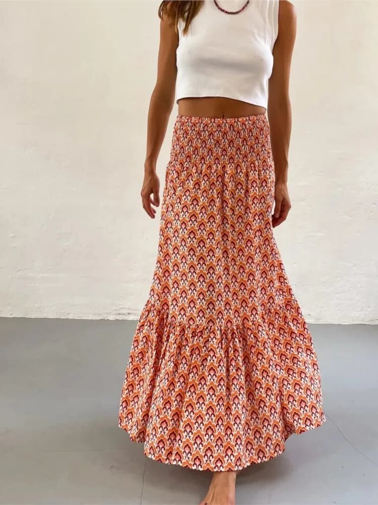 Women's Boho Floral Maxi Skirt