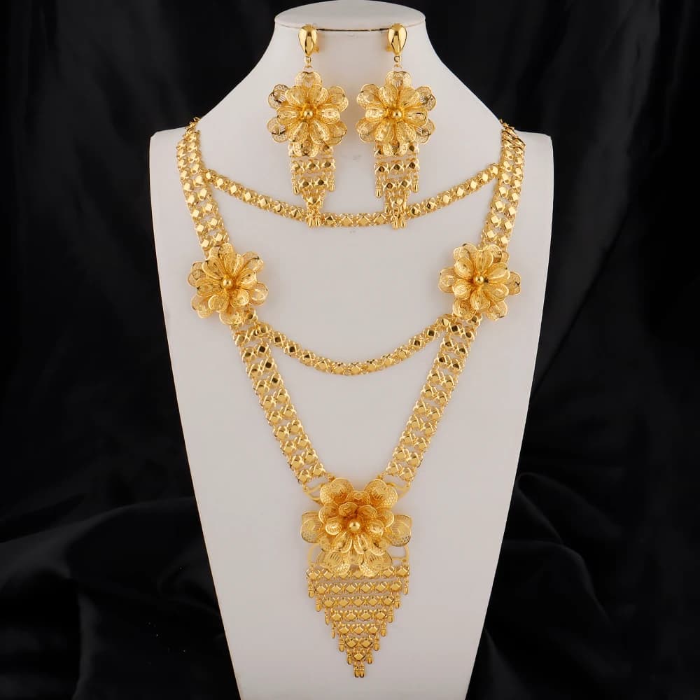 Middle East Jewelry Set Luxury Jewelry Sets Gold Plated Jewelry Tassel Necklace and Earrings Jewellery Set Wholesale