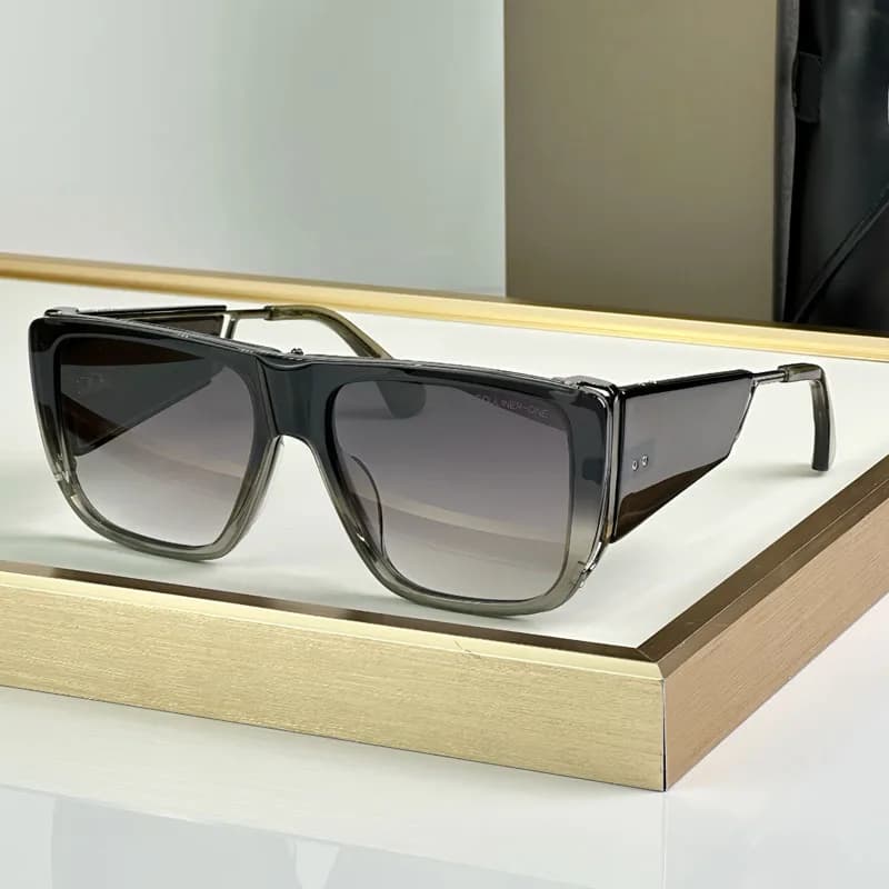 127 Luxury Big Squre Sunglasses with Side Shields for Men Women Acetate Top Quality Vintage Street Fashion UV400 Alloy with Case