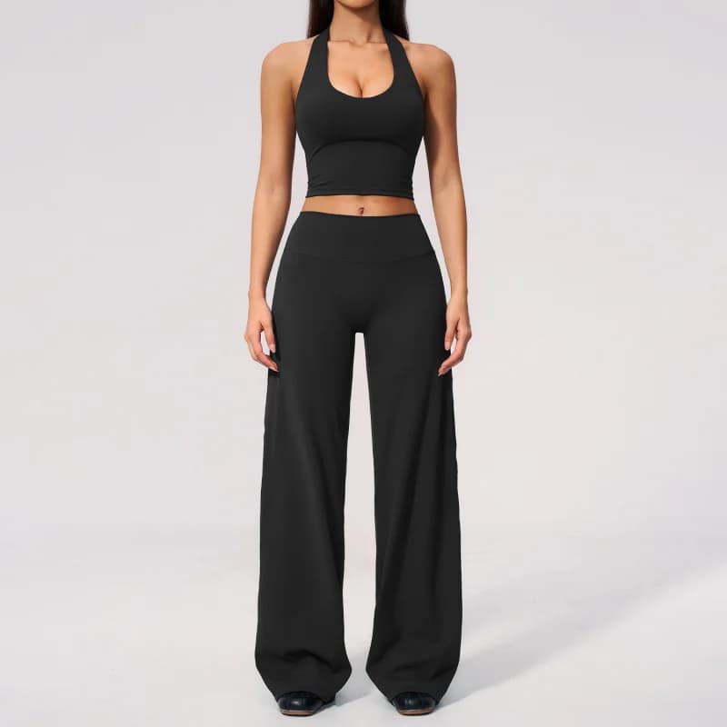 Yoga Set With Halter Neck Beautiful Back V Slim Fit Women's Gym Outfit Outdoor Running Training Fitness Leggings Two-piece Set