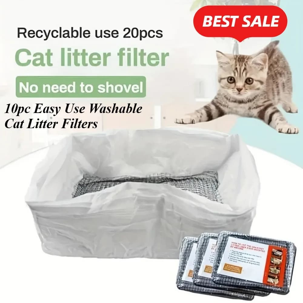 Washable Cat Litter Box Filters (10-Pack)