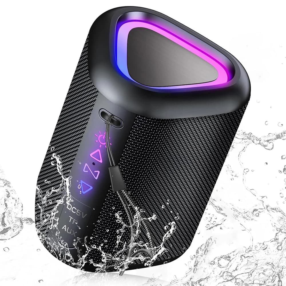 Bluetooth Speaker, 2026 Portable Wireless Speakers with Led Light, Bluetooth 5.4, 24H Playtime, Enhanced Bass, IPX7 Waterproof