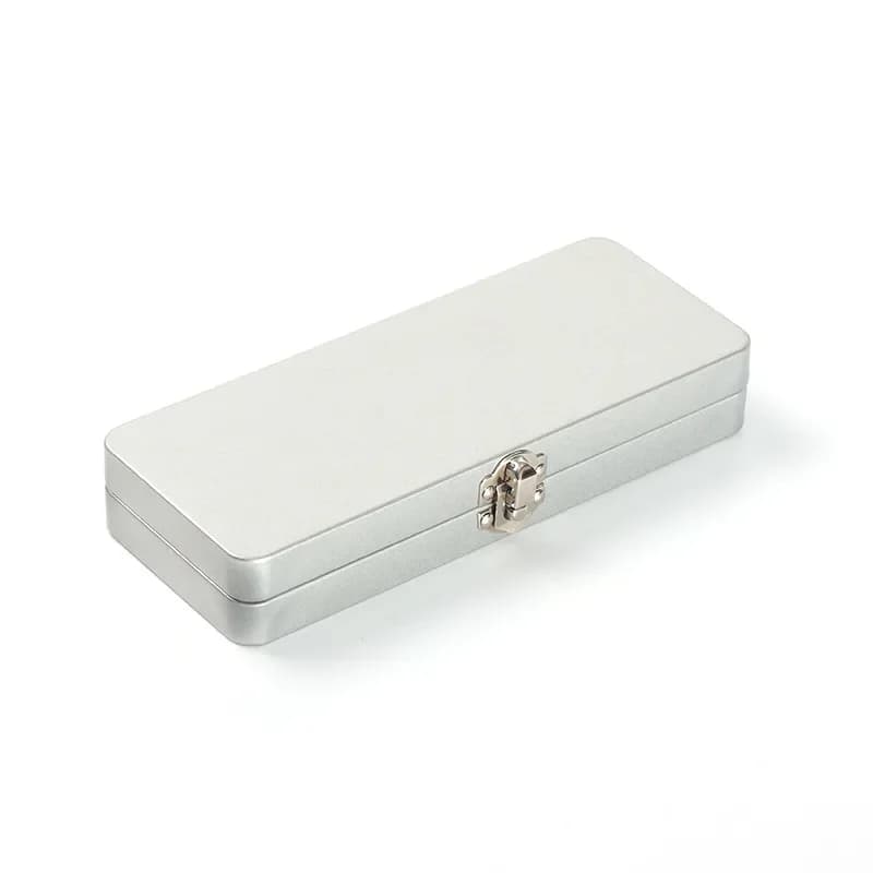 Office Supplies Storage-Perfect  Durable Silvery Gray Metal Rectangular Box with Lid-Ideal for Bills Cosmetics for Home Office