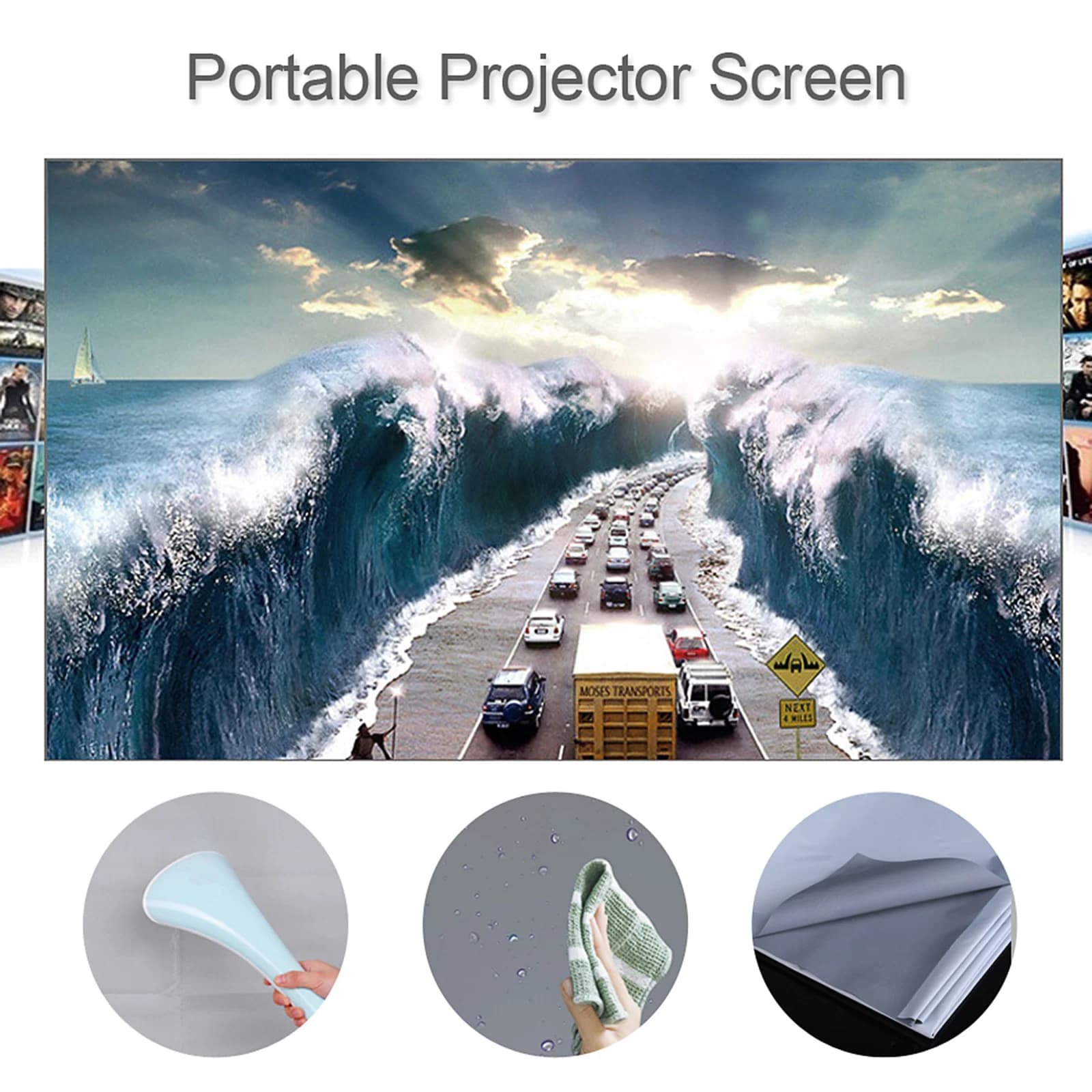 Portable Projector Screen 60-120 Inches