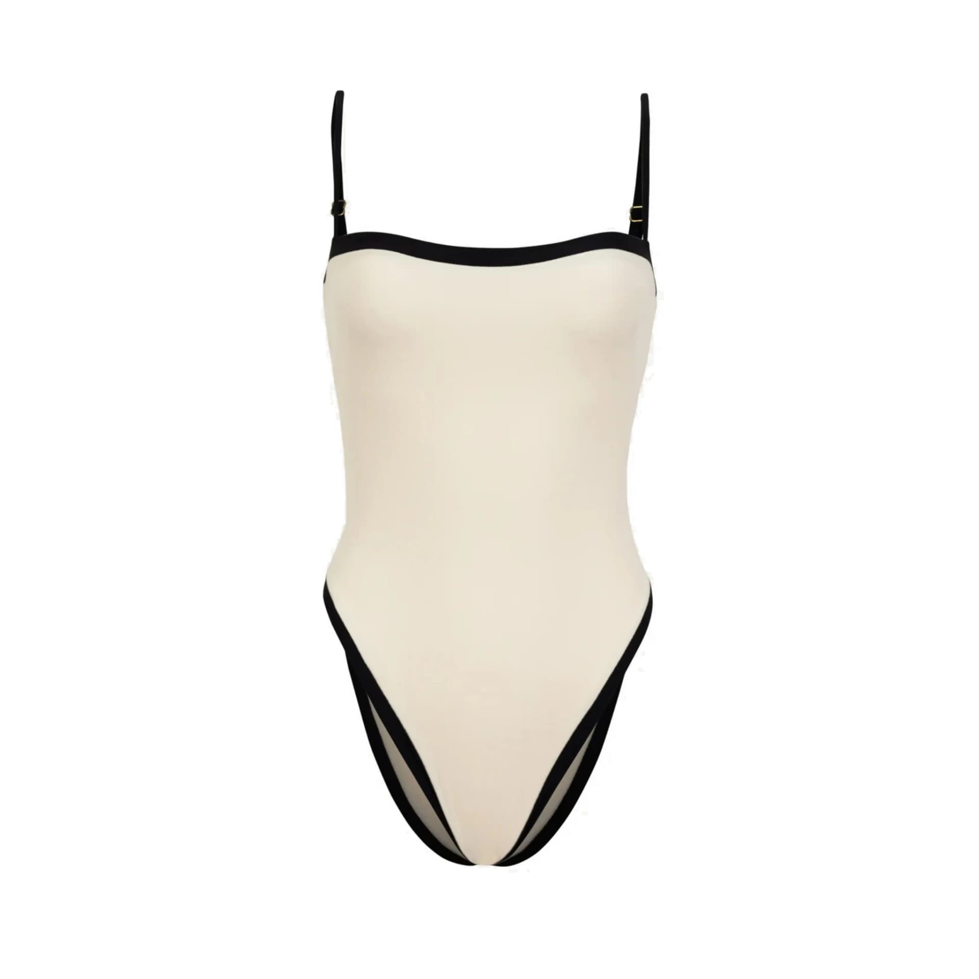 Black White Patchwork Long Sleeve One-Piece Swimsuit