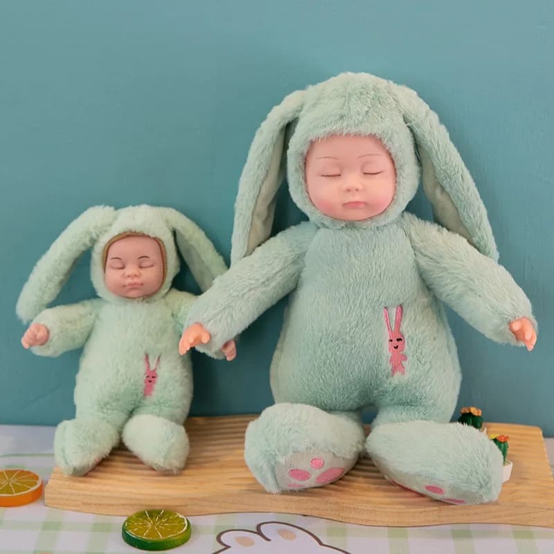 Soft Plush Reborn Baby Doll with Rabbit Toy