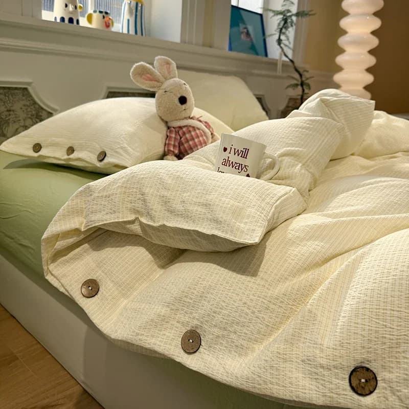 Class A Japanese Striped Bedding Sets High Quality Skin-Friendly Fabric Fitted Sheet Bed Kit Bedroom Bedclothes for Four Seasons