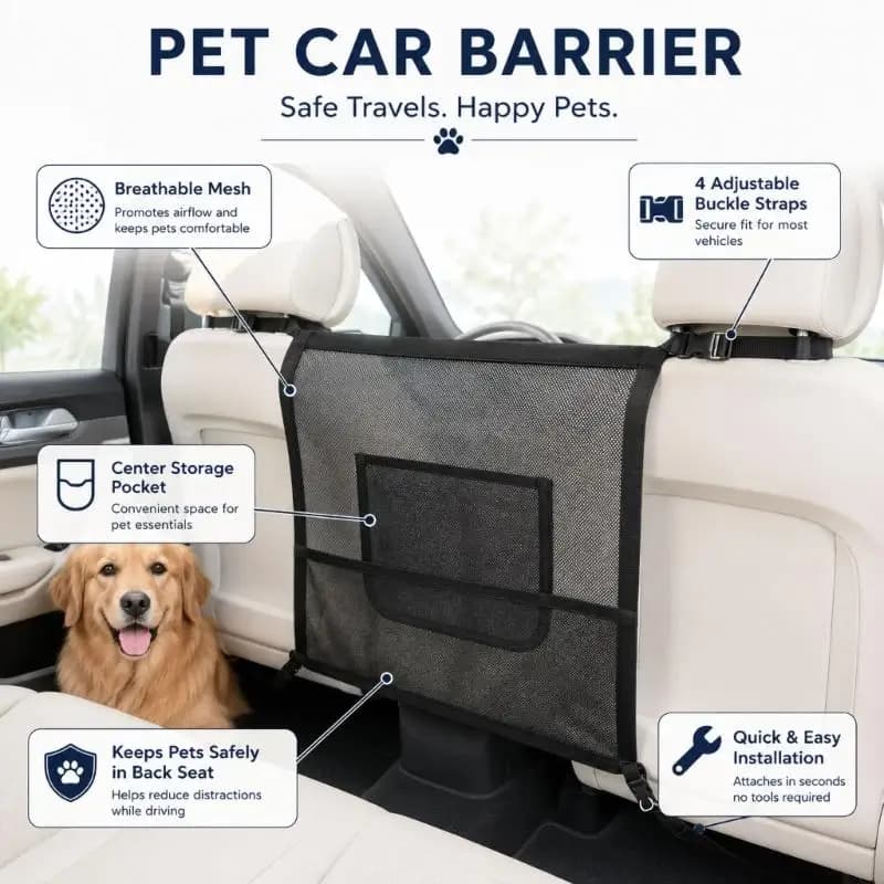 Car Rear Pet Barrier Mesh Divider