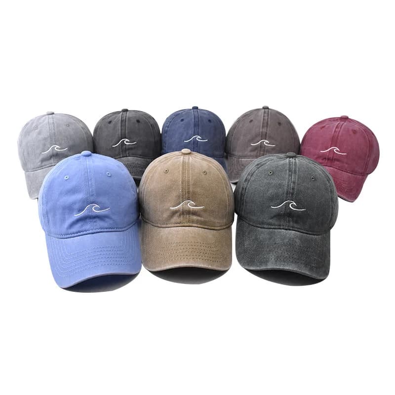 Wave Ripple Embroidery Cotton Baseball Cap