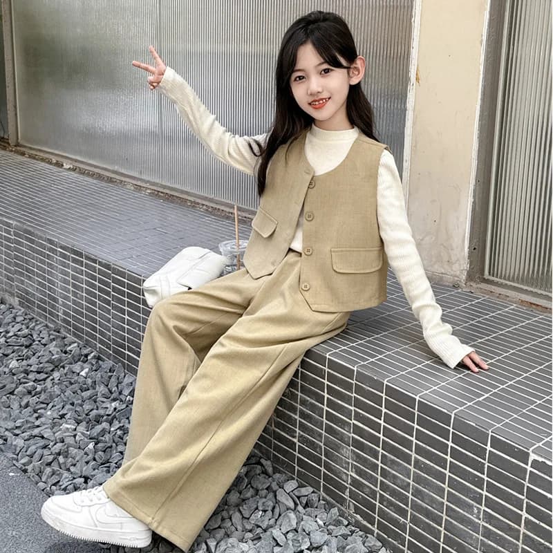Girls Long Sleeve Spring Autumn 3-Piece Outfit Set