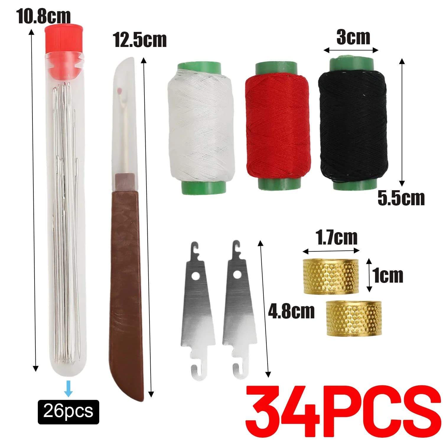 Big Eye Sewing Needle Set with Threading Tools