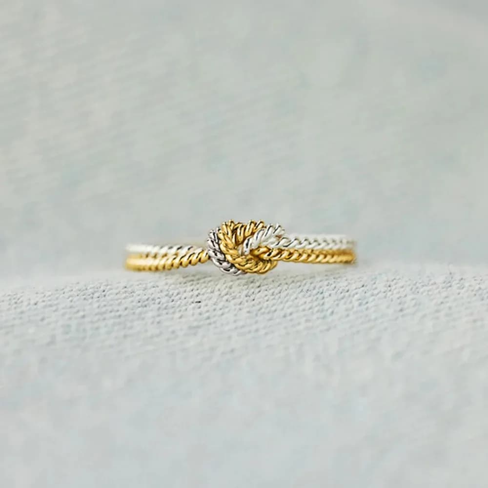 Two-Tone Twisted Knotted Stainless Steel Ring