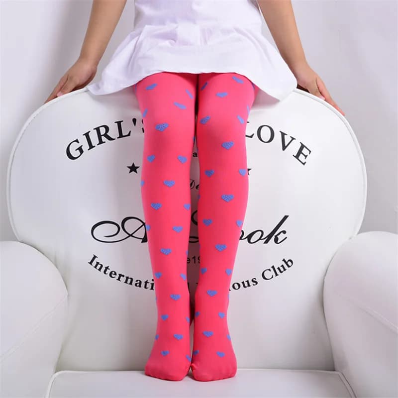 Girls Heart Pattern Elastic Waist Tights