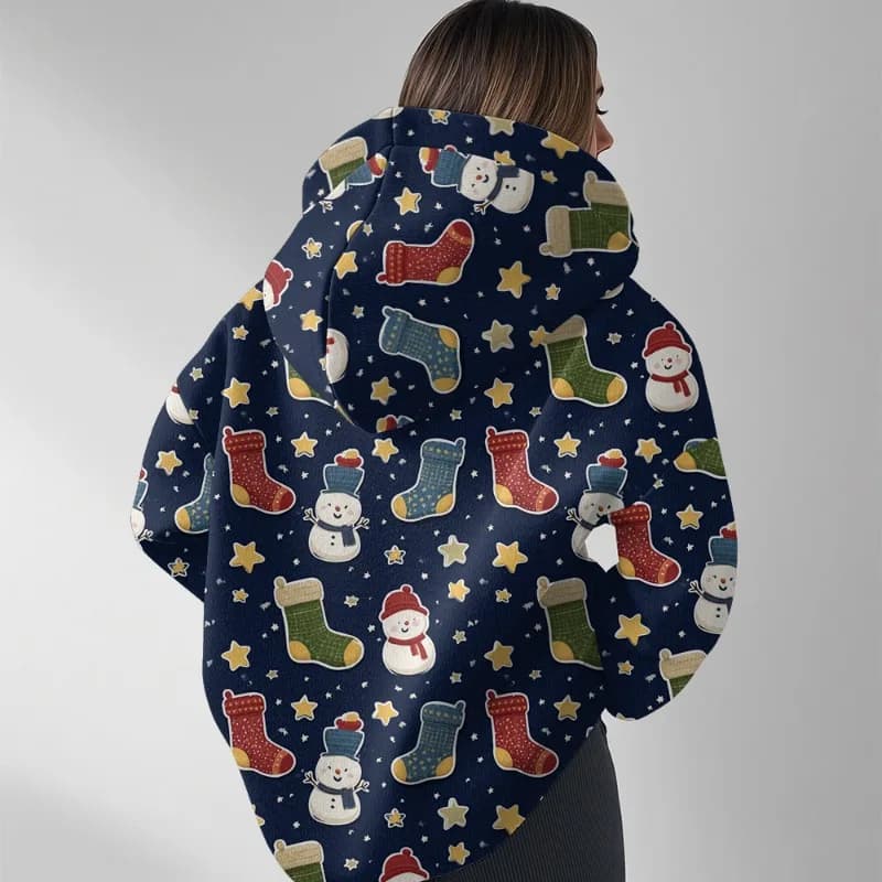 Casual Oversized Snowflake Pullover Hoodie