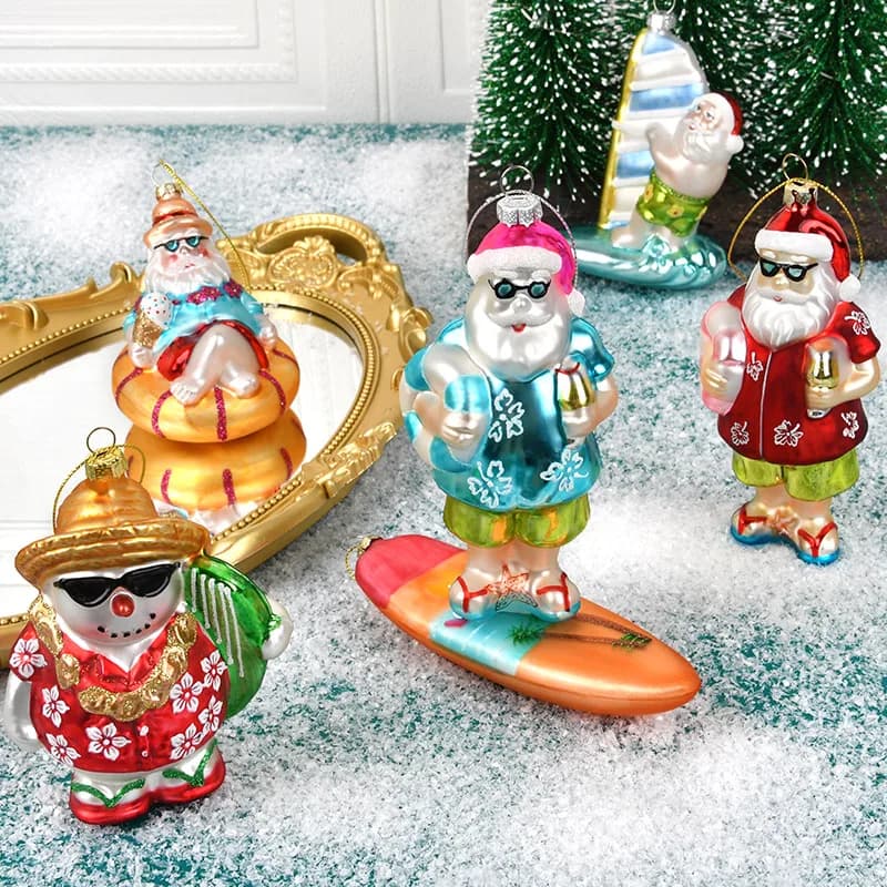 Glass Painted Coconut Tree Christmas Ornaments