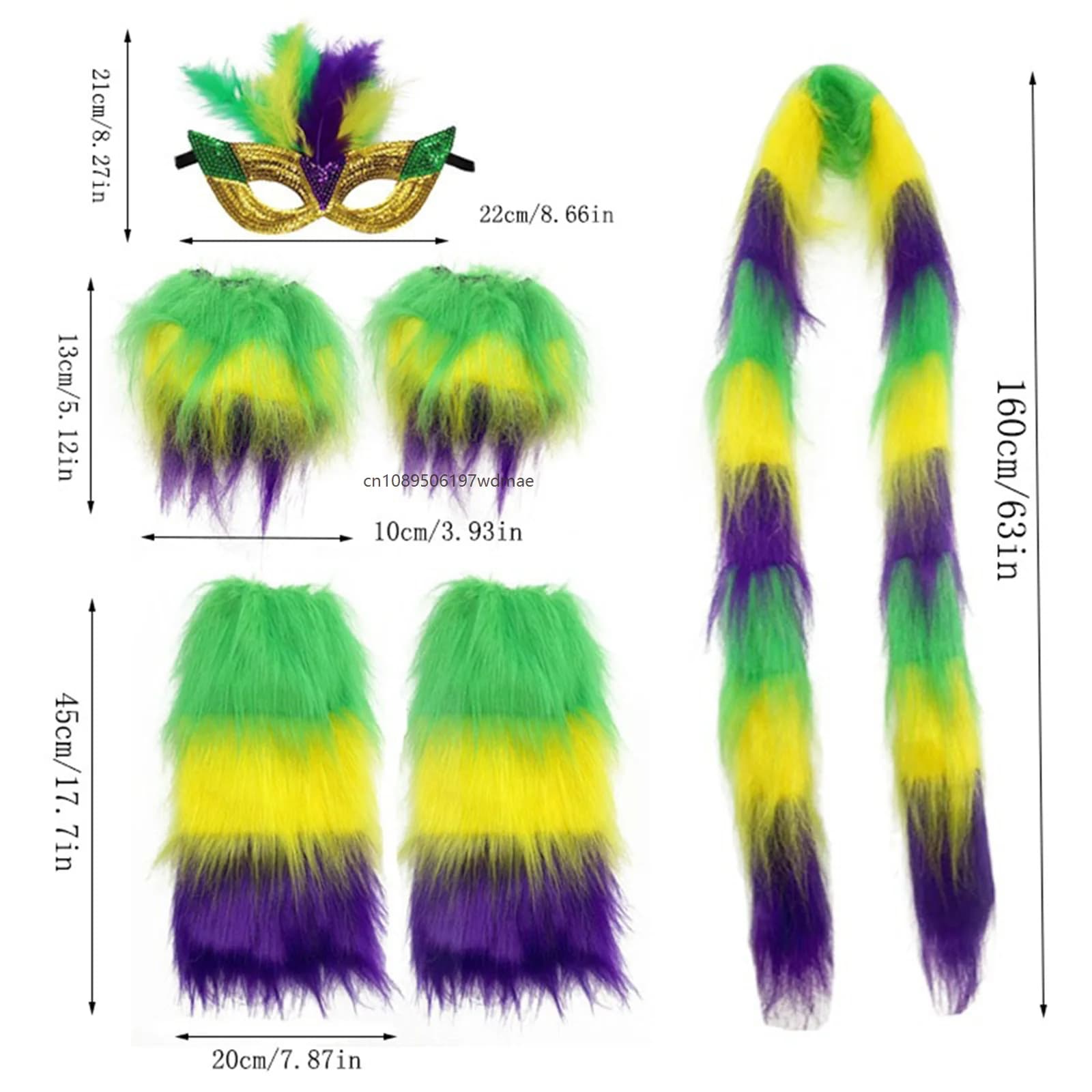 Carnival Costume Accessories Festive Face Covering Gloves Leg Warmers and Scarf Cosplay MardiGras Outfit Holiday Party