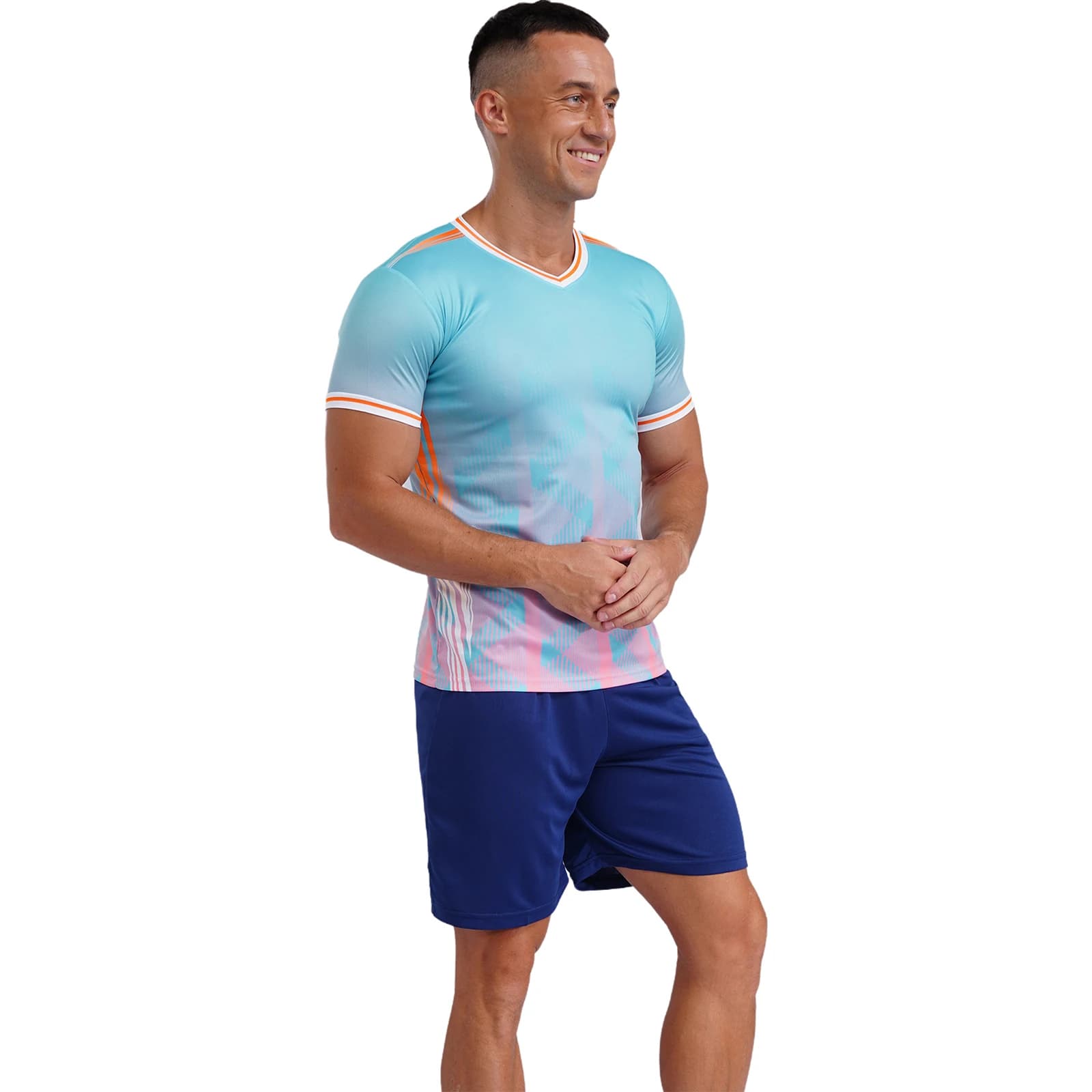Men's V-Neck Graphic Print Training Uniform Set