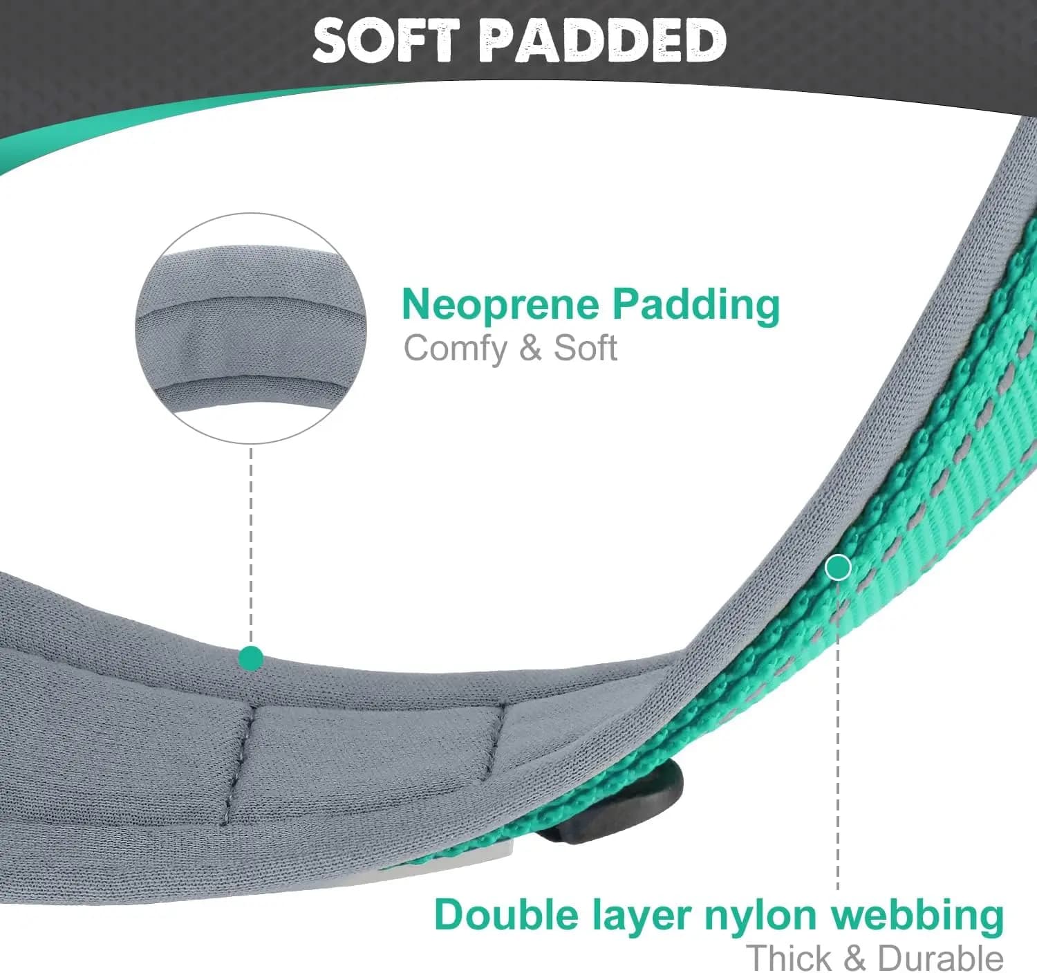 Padded Reflective Dog Collar with Metal Buckle