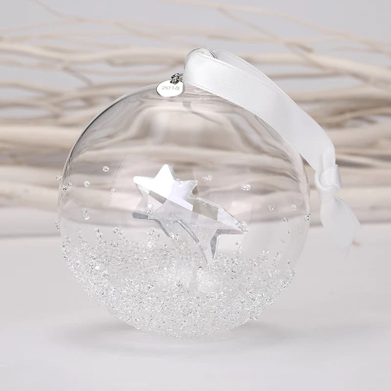 Crystal Glass Ball Ornament with Ribbon Hanger