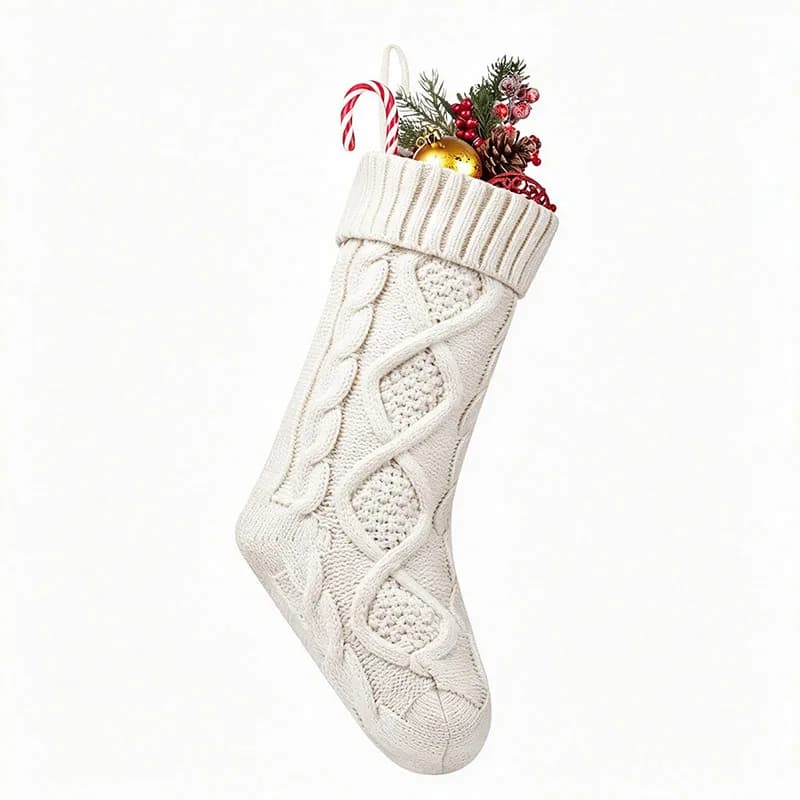Knit Christmas Stockings with Santa Design