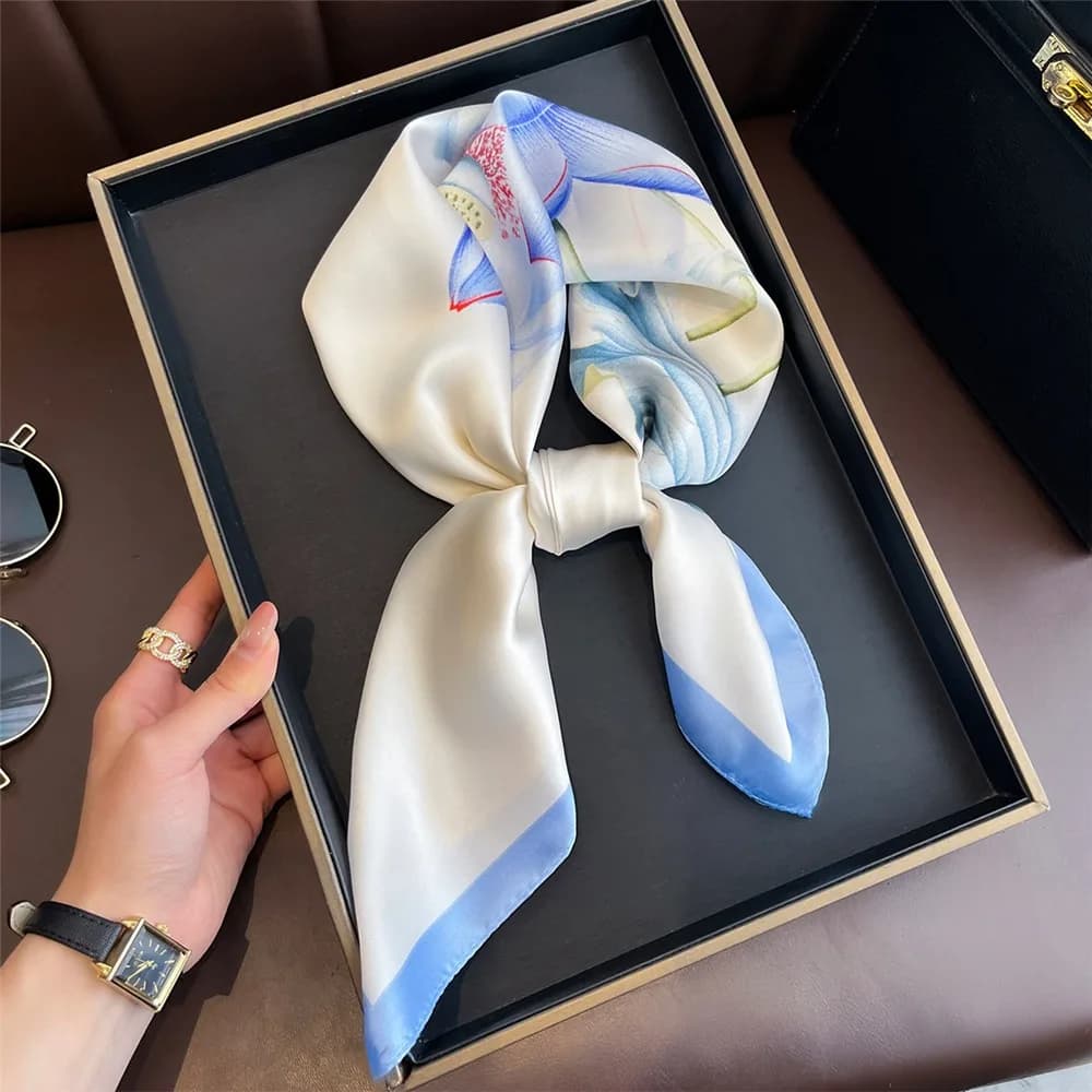 Square Silk Scarf with Lemon Print