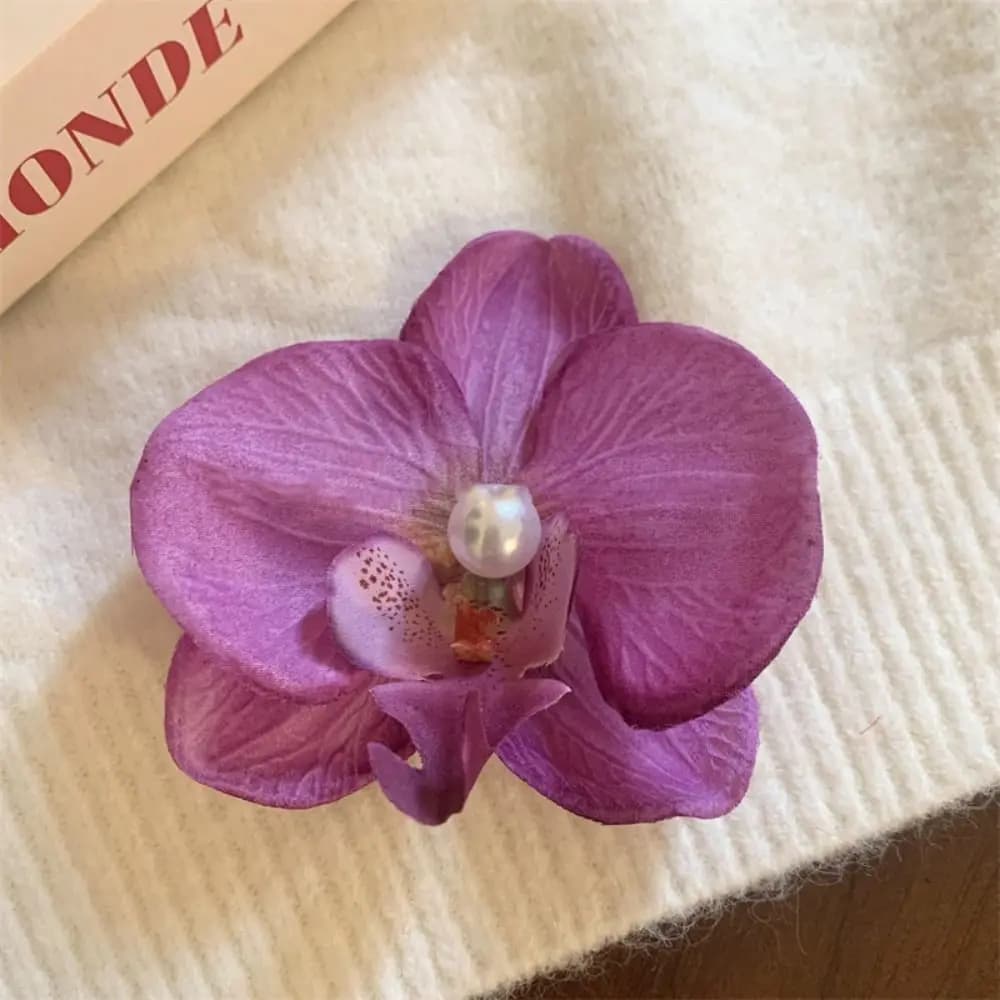 Hair Accessories Flower Hair Clip Pink Orchid Headdress Orchid Hairpin Hair Ornament Side Barrettes Bohemia Barrettes Bridal
