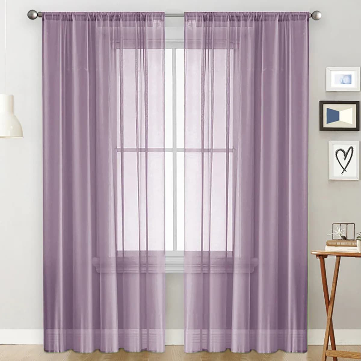 Sheer Tulle Curtains with Rod Pocket