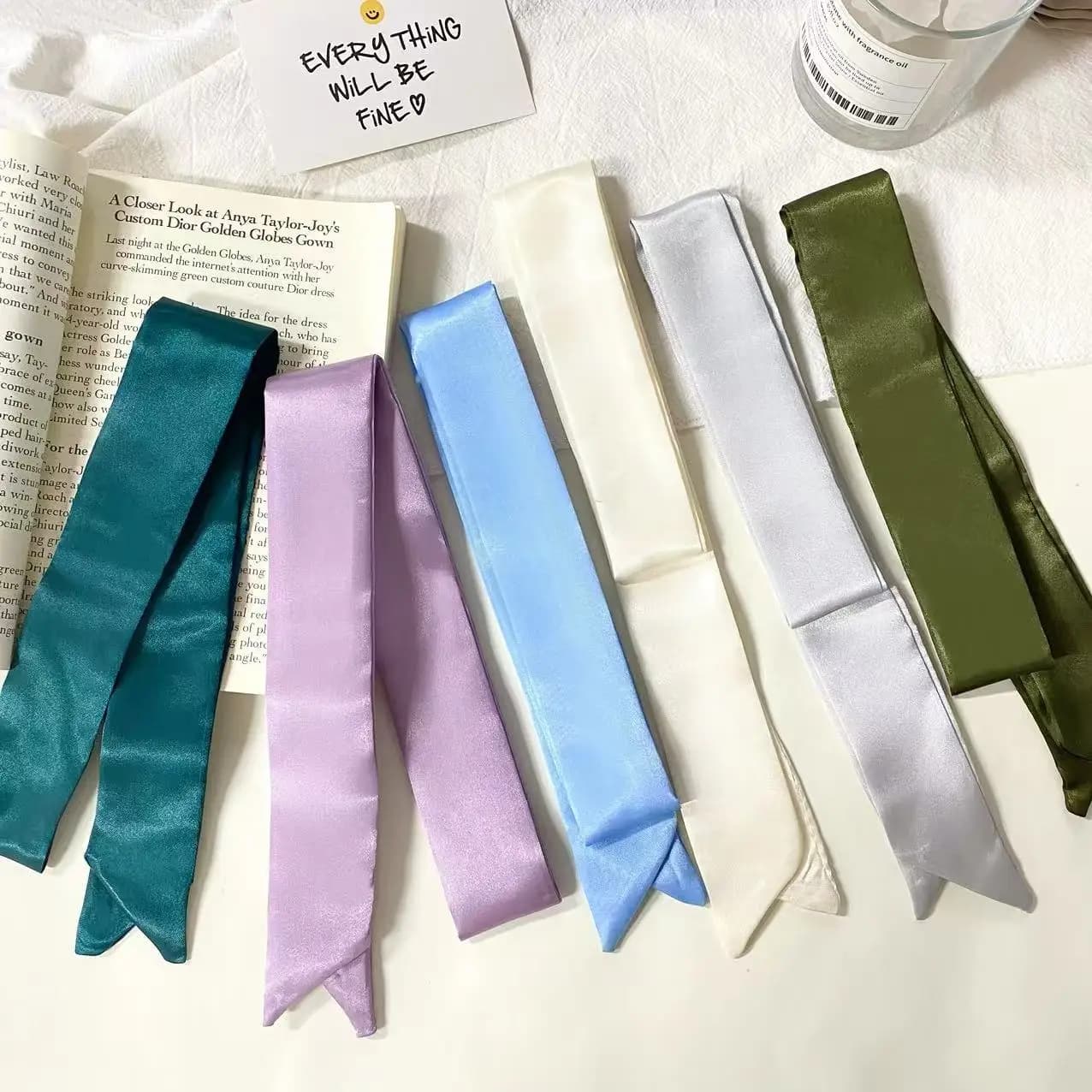 Long Skinny Satin Hair Scarf Headband